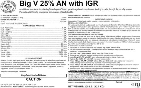 BIG V 25% AN High Energy with IGR - Big V Feeds