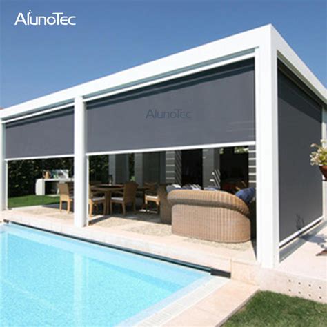 Motorized Aluminum Outdoor Jalousie Roller Sides Blinds Kits For Sale ...