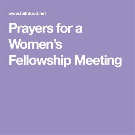 Prayers for a Women’s Fellowship Meeting | Prayers, Women, Meeting