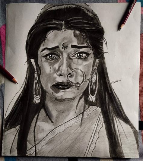 Graphite Portrait of draupadi