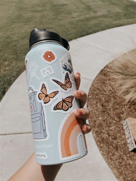 Cute Light Blue Hydroflask With Stickers ! | Custom hydro flask, Water bottle art, Trendy water ...