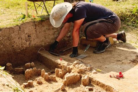 Archaeologist tools on excavation site — Stock Photo © anterovium #11592994