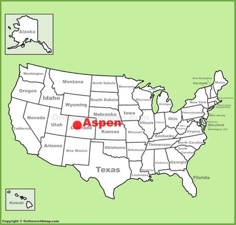 Aspen location on the U.S. Map - Ontheworldmap.com