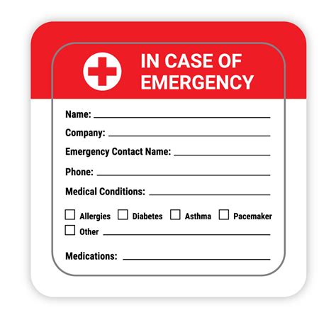 In case of Emergency with Write in Emergency Contact and Medical Info - Hard Hat Sticker ...