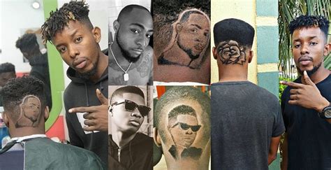 Meet “the best barber” in Nigeria… He carved Davido and Wizkid’s faces on someone head (photos ...