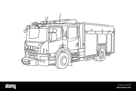 A fire truck line art nice Sketch drawing for any kind of T-shirt use ...