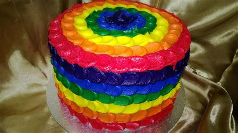 Rainbow Cake with petal piping - Cake by Unique Colourful - CakesDecor