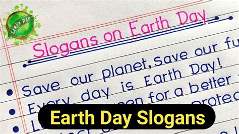 Best Earth Day Slogans in English || Slogans on World Earth Day || - YouTube