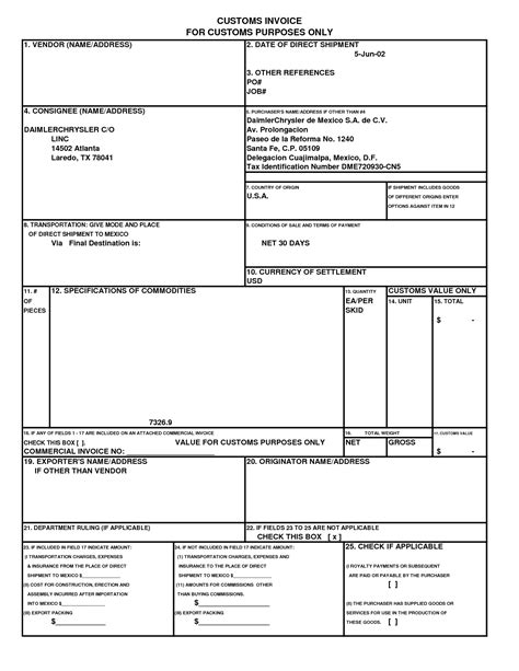 Us Customs Commercial Invoice * Invoice Template Ideas