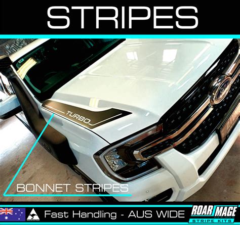 AM Bonnet stripes decals stickers fits 2022 - 2023 Ford Ranger Everest ...