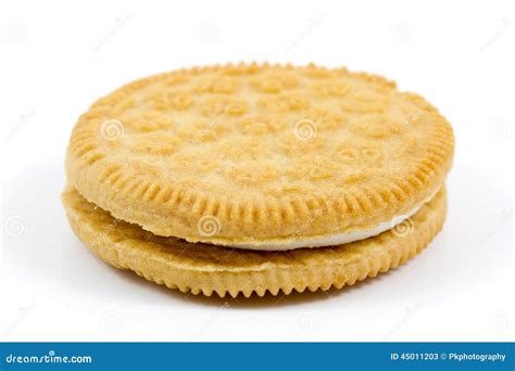 Vanilla Cookie With Cream Filling On White Background Stock Image ...