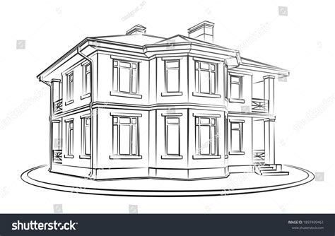 Sketch Big Country House Stock Vector (Royalty Free) 1897499461 ...