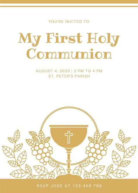 First Holy Communion Blank Invitations