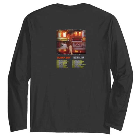 Burna Boy I Told Them Tour 2023 Double Sided Long Sleeves, Burna Boy ...