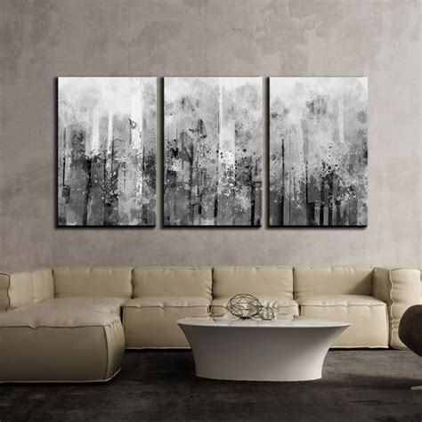 wall26 3 Piece Canvas Wall Art - Abstract Black and White Splash ...