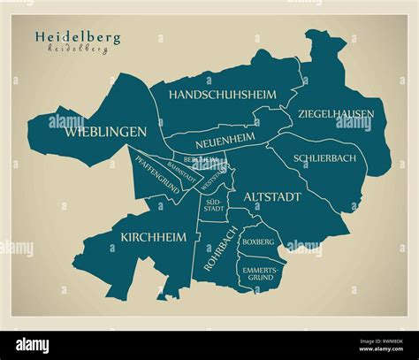 Modern City Map - Heidelberg city of Germany with boroughs and titles DE Stock Vector Image ...