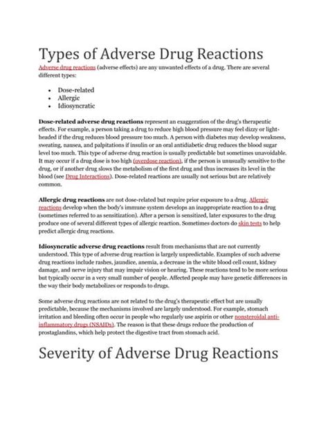 Adverse drug reaction types | PDF