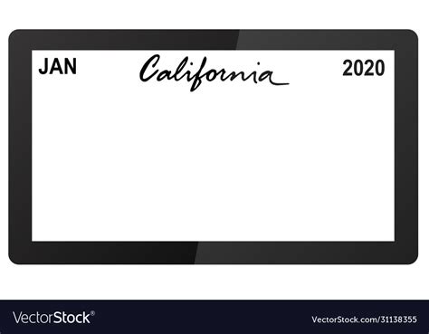 California new car digital registration plate Vector Image