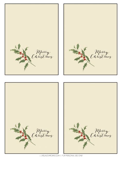 Merry Christmas Card Template printable pdf download