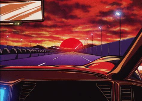 Outrun sunset : r/gifs