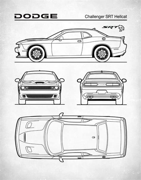 Dodge Challenger Hellcat Blueprint Auto Art Patent Print - Etsy | Dodge challenger hellcat ...