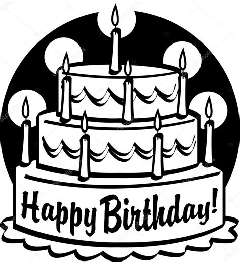 Birthday Cake Clipart Black And White Free - Free Birthday Cake Clip Art Black And White ...