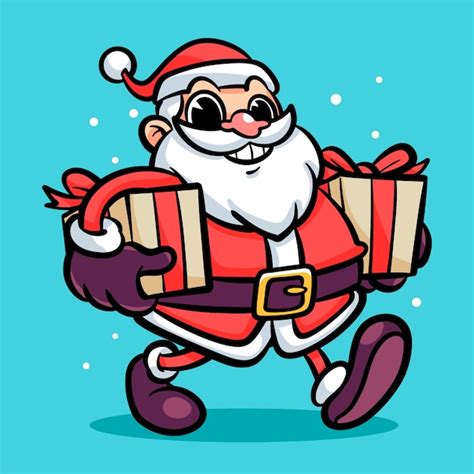 Free Vector | Hand drawn cartoon santa illustration for christmas season