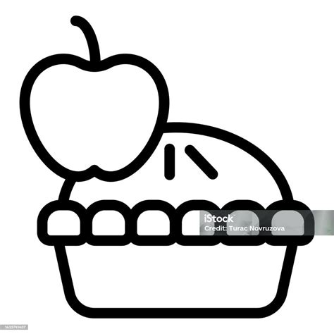 Apple Pie Line Icon Fruit Dessert Tart Sweet Baked Cake Symbol Outline ...