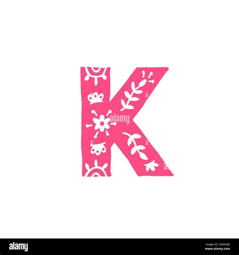 Letter K. Vector. Pink letter with ornament. Applique for clothes. Logo for the company Stock ...