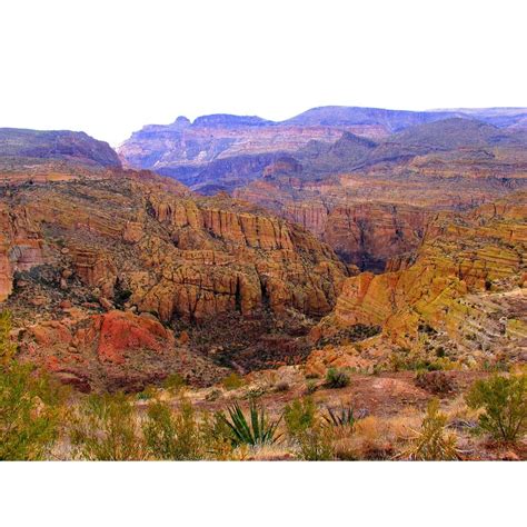 Desert Ravine Landscape Mountains Arizona Valley-12 Inch BY 18 Inch Laminated Poster With Bright ...