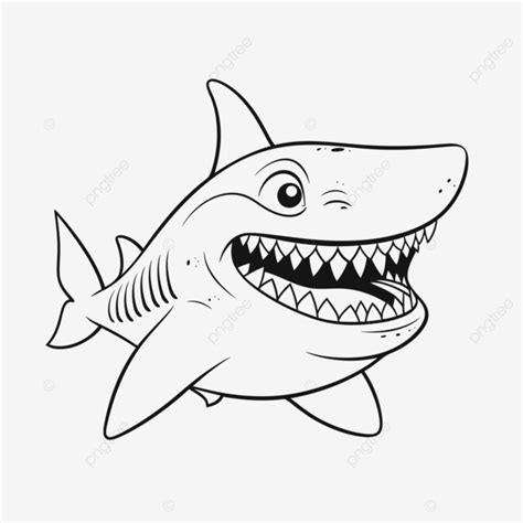 Funny Shark Coloring Pages Vector, Coloring Pictures To Print, Basic ...