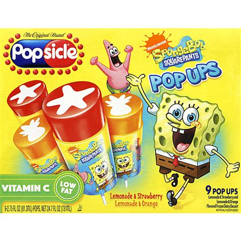 Popsicle® Nickelodeon™ Spongebob Squarepants™ Strawberry & Lemonade/Orange & Lemonade Pop Ups 9 ...