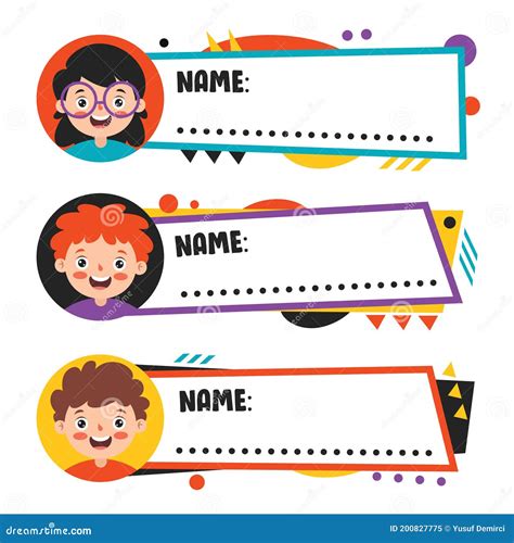 Name Tags for School Children Stock Vector - Illustration of copy, doodle: 200827775