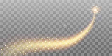 Vector Golden Sparkling Falling Star. Stardust Trail. Cosmic Glittering ...