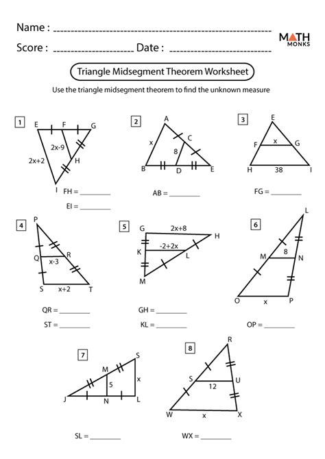 Midsegment Of A Triangle Worksheet - Wordworksheet.com