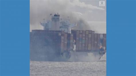 Video Video shows fire blazing on container ship - ABC News