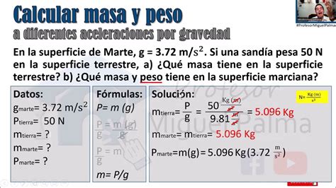 Cálculo de masa y peso a diferentes gravedades - YouTube