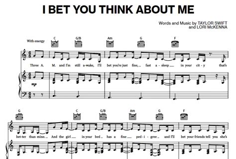 Taylor Swift-I Bet You Think About Me Free Sheet Music PDF for Piano | The Piano Notes