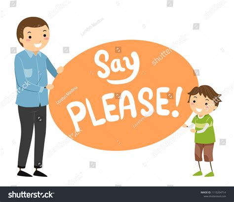 Illustration Stickman Father Teaching Son Say Stock Vector (Royalty Free) 1115204714 | Shutterstock