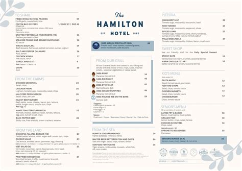 Carte et Menus 2024 - Hamilton Hotel à Hamilton | TheFork