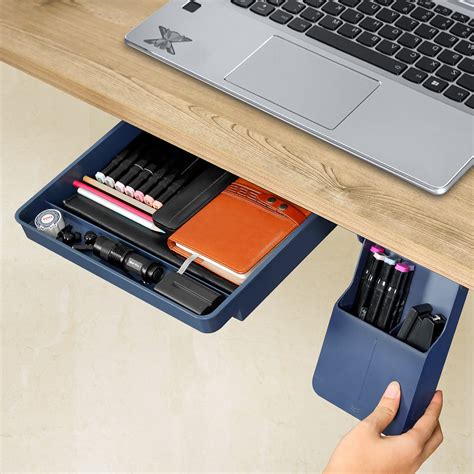 Buy Under Desk Drawer Hidden Self-Adhesive Under Desk Storage Organizer Under Desk Pen Pencil ...