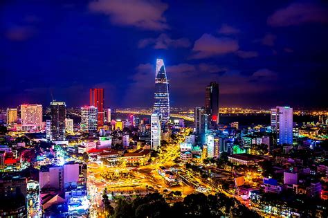 HD wallpaper: city at night photo, Vietnam, Saigon, Ho Chi Minh City ...