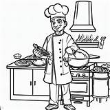 A Man cooking food In The kitchen coloring page sketch template