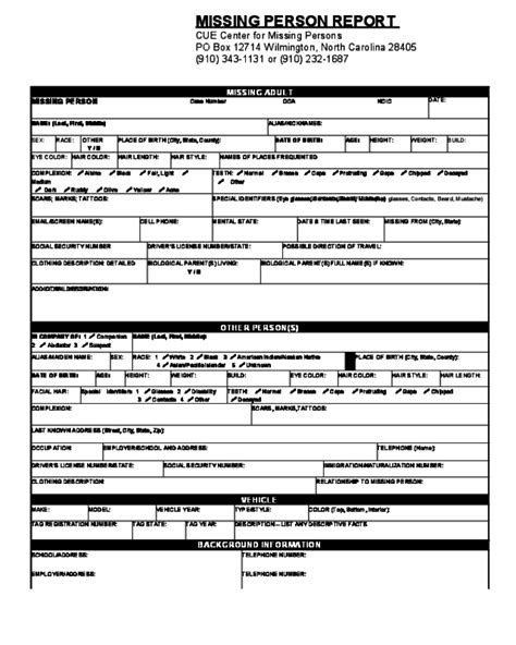 2024 Missing Person Report Form - Fillable, Printable PDF & Forms ...