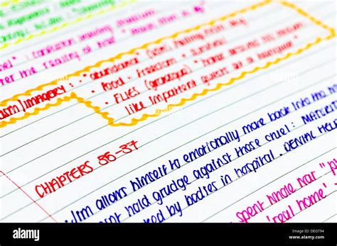 Neat and coloured A Level revision notes Stock Photo: 60606592 - Alamy