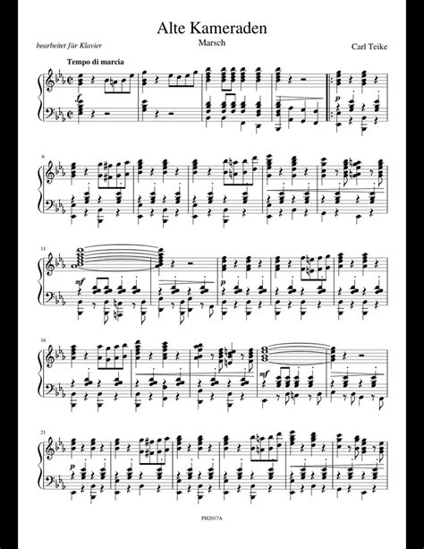 Alte Kameraden - arranged for Piano sheet music for Piano download free ...