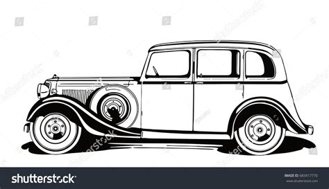 Classic Vintage 1930s Car Side View Stock Vector (Royalty Free) 683417770 | Shutterstock