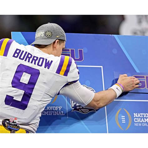 Joe Burrow LSU Tigers Unsigned White Jersey Marks LSU Advancing to ...