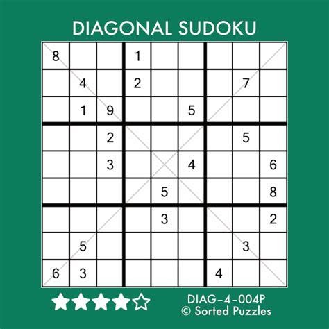 Diagonal Sudoku [DIAG-4-004P] - Sorted Puzzles