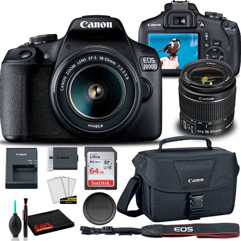 Canon EOS 2000D DSLR Camera with 18-55mm Lens + Canon EOS Bag + Sandisk ...